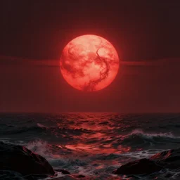 dark matter red infernal world future schizophrenia ambient sun and ocean HD 8K