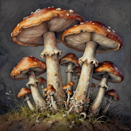 trippy mushrooms, acrilic paint, digital, artstation, detailed intricate ink illustration, heavenly atmosphere, digital art, overdetailed art, concept art, complementing colors, trending on artstation, cgstudio, the most beautiful image ever created, dramatic, subtle details