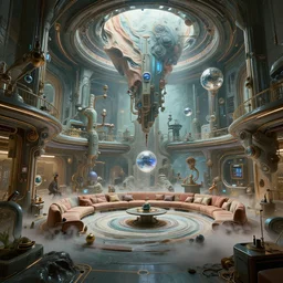 ( cyberpunk 2 0 7 7, bladerunner 2 0 5 9 ), a complex bio chemical lab, by wlop, mars ravelo and greg rutkowski, biomechanical, lens orbs, global illumination, lounge, architectural, geological strata, ground mist swirling vortexes, granular detail, hypermaximalist, micro details, 3 d sculpture f 3 2,