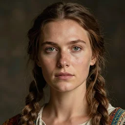 portrait color photo of an european tribeswoman, soft image.