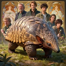 highly detailed vfx portrait of a pangolin, unreal engine, greg rutkowski, loish, rhads, beeple, makoto shinkai and lois van baarle, ilya kuvshinov, rossdraws, tom bagshaw, alphonse mucha, global illumination, detailed and intricate environment