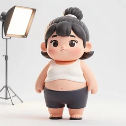 A render of chibi fat woman, studio lighting, white background, blender, trending on artstation, 8k, highly detailed