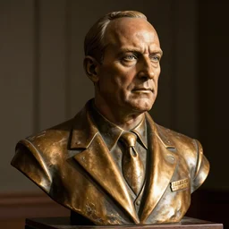 A detailed luminous bronze bust of Saul Goodman.