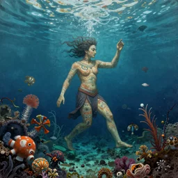 ancient mysterious painting founded in the deep of the ocean