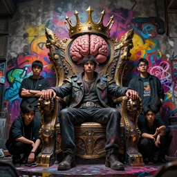 crowned brain on throne, cinematic, by sachin teng and sergey kolesov and ruan jia and heng z and wlop. graffiti art, scifi, fantasy, hyper detailed. octane render. concept art. trending on artstation