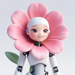 digital happy beautiful flower female cyborg avatar