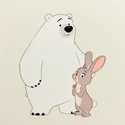 drawing from 1 9 2 0's disney animation, polar bear rabbit
