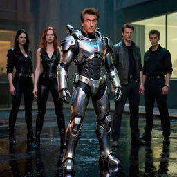 sylvester stallone in cyber spartan armor, tech noir, wet reflections, prism, atmospheric, ambient, pj crook, syd mead, livia prima, greg rutkowski, edward hopper