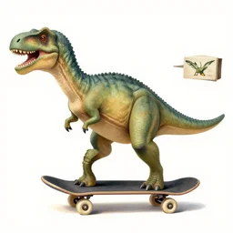 dinosaur on a skateboard, renaissance painting