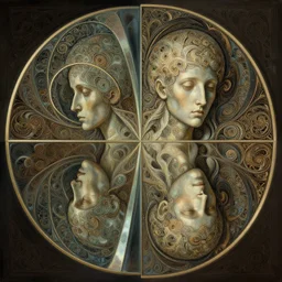 mirror reflection of soul being born, fibonacci, insane, intricate, highly detailed, digital painting, artstation, concept art, smooth, sharp focus, illustration, unreal engine 5, 8 k, art by artgerm and greg rutkowski and alphonse mucha