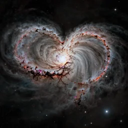 a heart shaped space nebula, taken with hubble telescope,