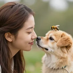 amber heard face as bee a dog on top
