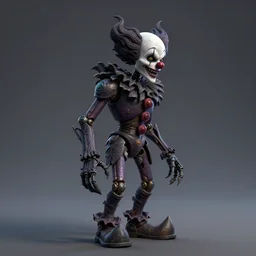 a 3d sculpt of a dark fantasy  side view of an evil circus clown animatronic, tim burton, world of warcraft, league of legends