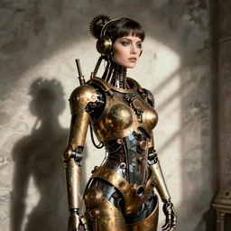 photography of beautyful female android steampunk by henri cartier - bresson,