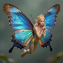 photo of a beautiful elf queen flying on a giant butterfly, highly detailed, 8 k, hdr, smooth, sharp focus, high resolution, award - winning photo