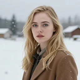 Elle Fanning in the snow, by J. C. Leyendecker and Peter Paul Rubens, Extremely detailed. 8K. Award winning.