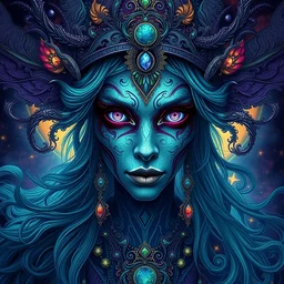 psychadelic witch, beautiful face, hyper detailed, flowing psychadelic background intricate and detailed, ornate 8 k gorgeous intricate detailed, octane render