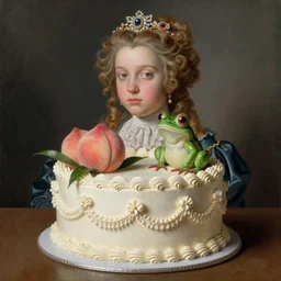 baroque rococo painting 🐸🍑🌚 portrait Greg Hildebrandt high detail fancy cake