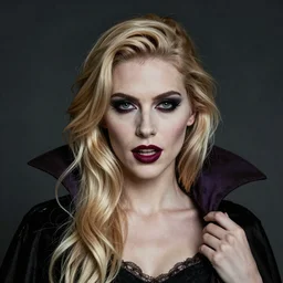 beautiful blonde female VAMPIRE portrait, norman rockwell, craig mulins, trending on pxiv, scary