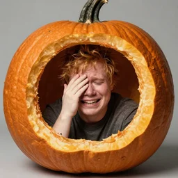 Ed Sheeran crying trapped inside a pumpkin