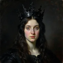 The portrait of Lady in black wax crown by Balthus, dark fantasy, witcher, very detailed oil painting, masterpiece, 8k