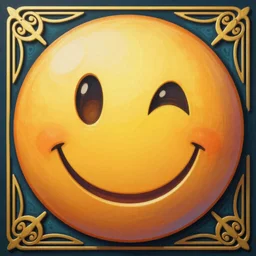 smile emoji art nouveau matte painting, highly detailed,