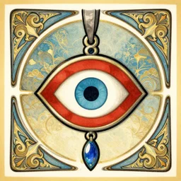 art nouveau drawing of an evil eye charm