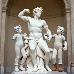 statue of laokoon and his sons, made from crochet