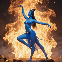blue shiva with dancing, glowing fiery background, in the style of peter mohrbacher, wayne barlowe, gustav moreau, bussiere, roberto ferri, santiago caruso, luis ricardo falero, austin osman spare, colorful