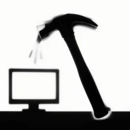 a black and white silhouette of a hammer, a computer rendering by karl ballmer, tumblr, constructivism, constructivism, skeuomorphic, sabattier filter