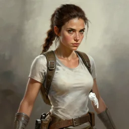 lara croft, hyper detailed masterpiece, digital art painting, hyper realism aesthetic