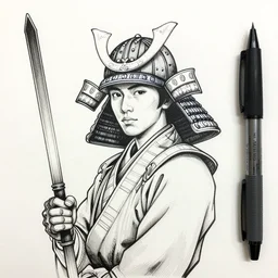 beautiful samurai made with african ball point pen
