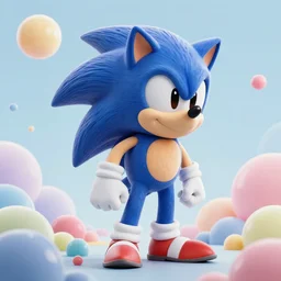 surreal, sharp, detailed professional, soft pastels, high quality airbrush art album open world level of a liquid bubbles airbrush art lsd taffy sonic the hedgehog dashing through cotton candy, chrome checkerboard background, 1 9 9 0 s 1 9 9 2 sega genesis rareware video game album cover