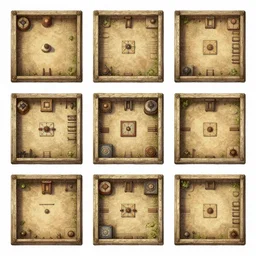 dungeon map by dysonlogos, nine rooms, map of osr dungeon, 1 0 foot, map of tomb of horror, trending of artstation, black and white,