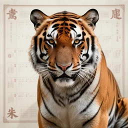 portrait of a tiger, a tiger cyberpunk detailed, sci - fi tiger, intricately detailed, hyper realism, the chinese calendar, a silk screen, behance, cloisonnism, qajar art, deviant art, wiccan, photo illustration, made of beads and yarn, by kahlo, by yuko shimizu by raja ravi varma