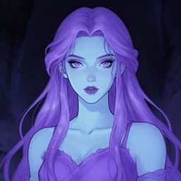 portrait of young female sorceress of the endtimes, transluscent skin, lavender hair, beautiful! coherent! dungeons and dragons character, by brian froud, strong line, cool night color, high contrast