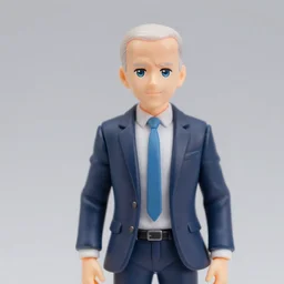 the most beautiful anime figurine of a beautiful joe biden, casual elegant suit, blue moe eyes, angelic detail