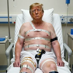 donald trump wearing straighjacket at mental hospital