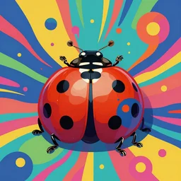 a colorful vibrant closeup of an interesting surreal colors ladybug, dynamic aesthetic dreaming psychedelic, by kawase hasui, moebius, edward hopper and james gilleard, zdzislaw beksinski, steven outram colorful flat surreal design, hd, 8 k, artstation