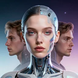 retrofuturistic portrait of a woman micro cybernetic enhancements, gradient space graphics in background, close up, quint buchholz, wlop, dan mumford, artgerm, liam brazier, peter mohrbacher, raw, featured on artstation, octane render, cinematic, elegant, intricate, 8 k