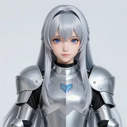 sakimi chan, detailed face, standing, silver fantasy armor, tony sart