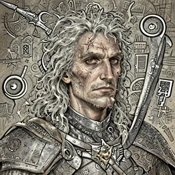 portrait of beautiful young gothic oldman, warhammer, a lot of scars, the middle ages, highly detailed, artstation, illustration, art by tristan eaton, 8 k quality