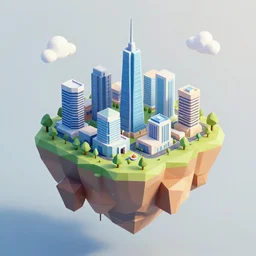 floating island with tel aviv city in the sky, low poly, isometric art, 3d art, high detail, artstation, concept art, behance, ray tracing, smooth, sharp focus, ethereal lighting