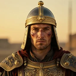 portrait of an ottoman warrior, golden hour, battle scars, war, headshot, luxury, intricate details, trending on artstation, by artgem