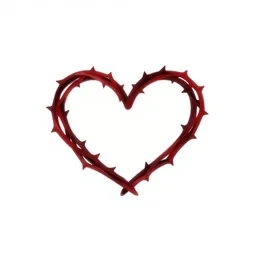 crimson and black heart made of thorny vines, minimalist vector logo on white background