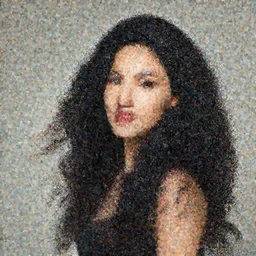 a beautiful portrait photo of a young woman with flowing black curly hair