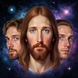 the portrait of jesus christ, cosmic colours space 🌌 an ultrafine hyperdetailed illustration by kim jung gi, irakli nadar, detailed faces, intricate linework, bright colors, octopath traveler, final fantasy, unreal engine 5 highly rendered, global illumination, radiant light, detailed and intricate environment