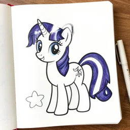 Twilight Sparkle, uncolored black and white page from a coloring book, character art by Lauren Faust