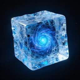 cyberpunk blue ice cube nebula sculpture floating in space, 8k, cinematic, epic, ultra detailed, award winning, trending on artstationHD, dramatic