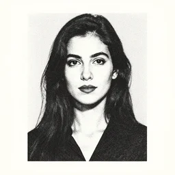 dot matrix cmyk portrait of a woman. risograph style.